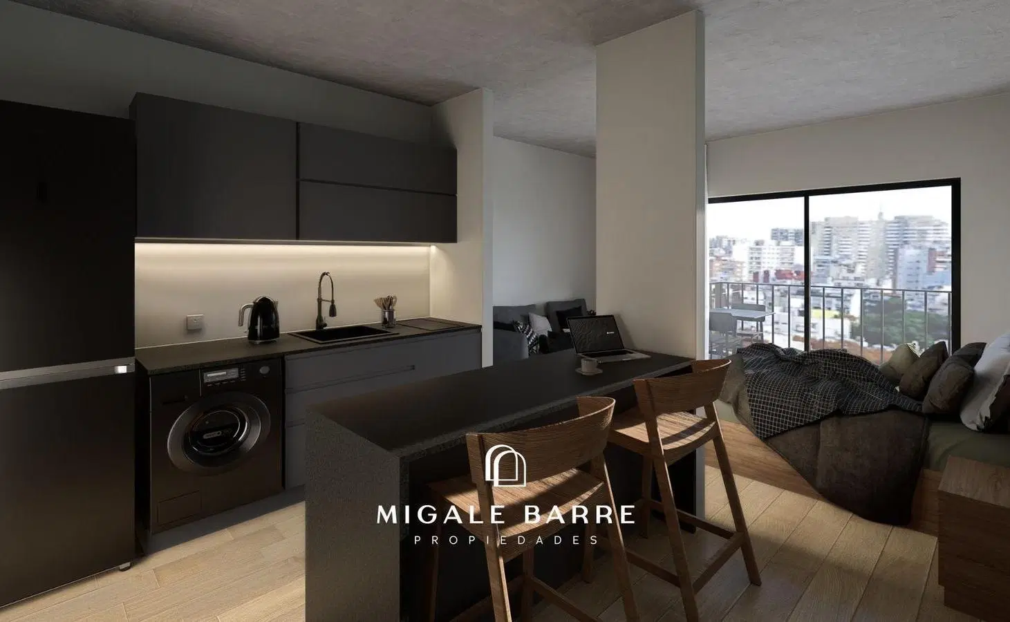Departamento en pozo 1 ambiente con balcon 4