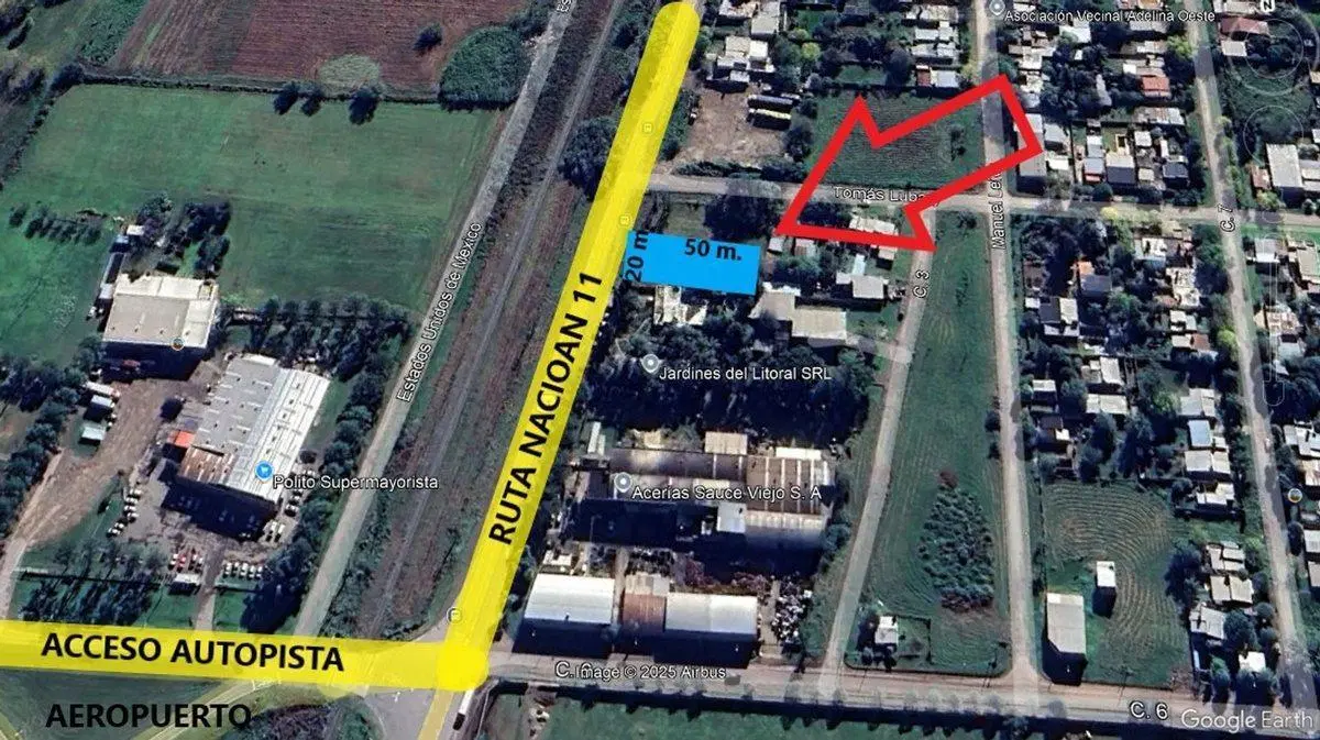 SE VENDE LOTE SOBRE RUTA 11 A METROS DE ACCESO AUT 2