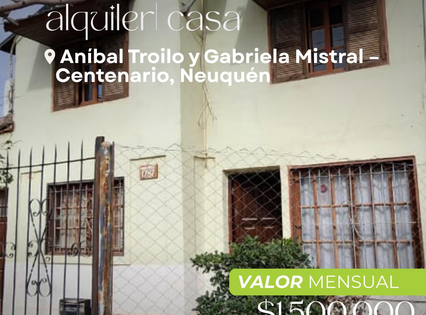 CASA EN ALQUILER – CENTENARIO