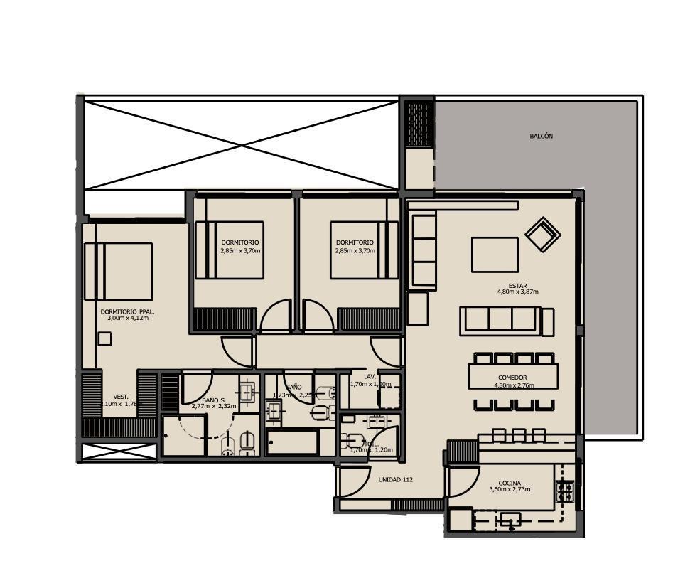 Departamento 3 ambientes en Buenos Aires Golf