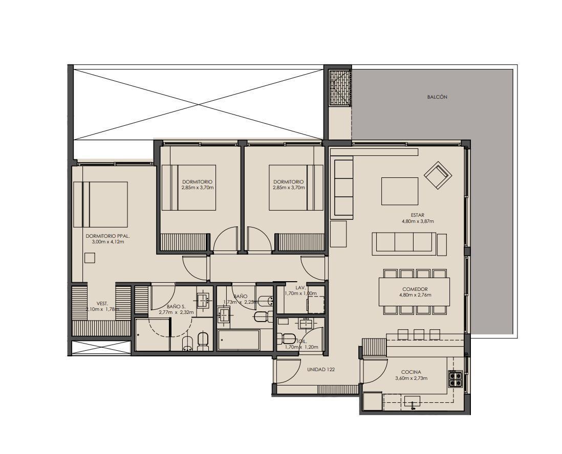 Departamento 3 ambientes en Buenos Aires Golf
