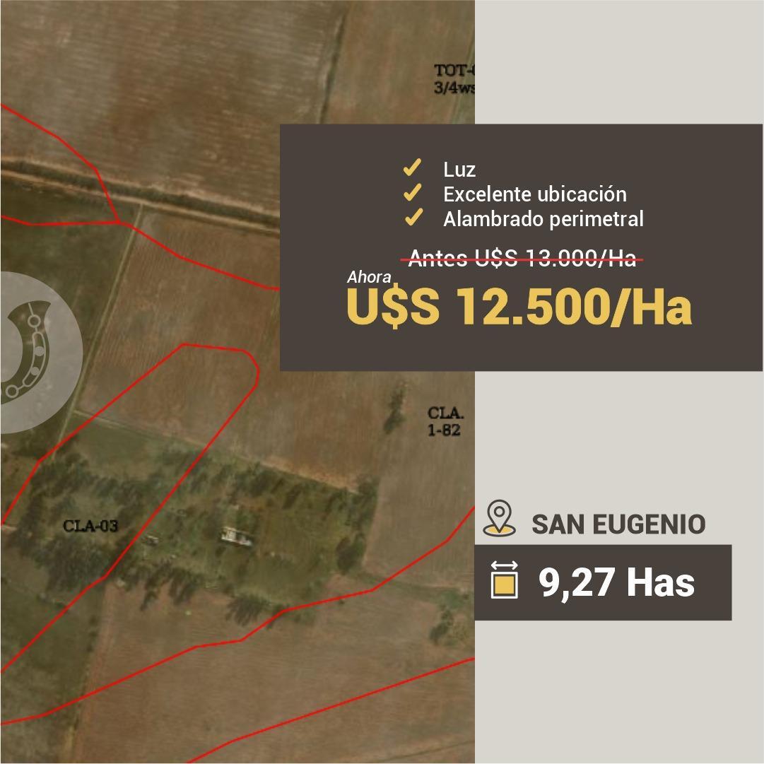 San Eugenio (Santa Fe) 9 Has agrícolas. Campo en venta. Excelente