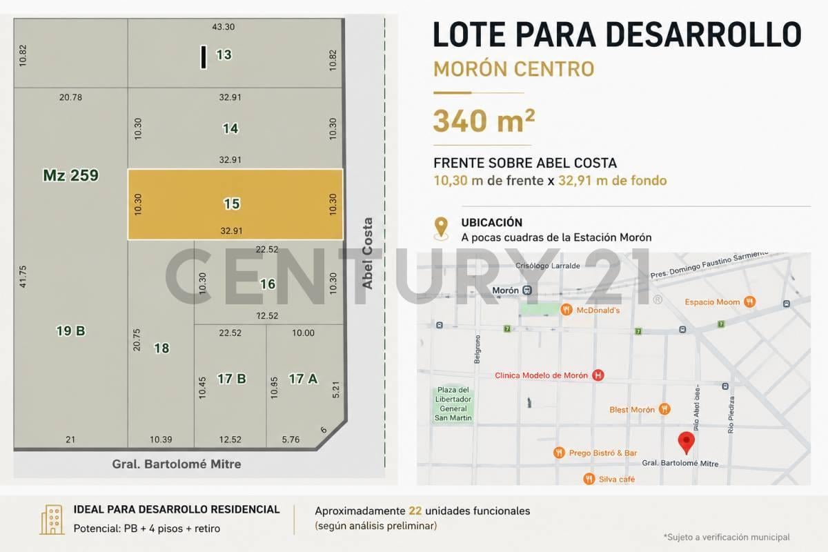 Foto de VENTA LOTE MORON CENTRO IDEAL INVERSOR 340 M2, imagen 3