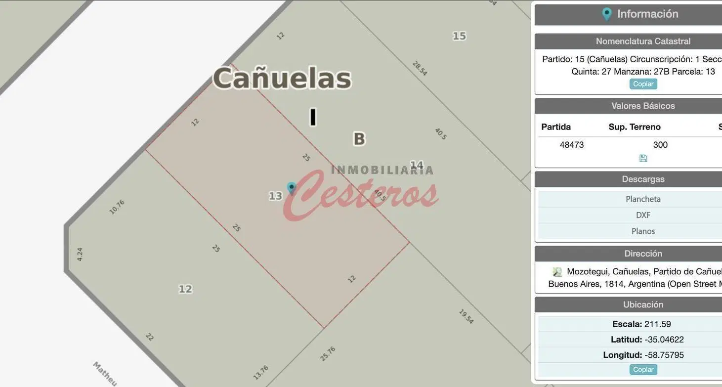 Terreno de 300m2 en calle Mozotegui, entre Saavedra y Matheu - Cañuelas 4