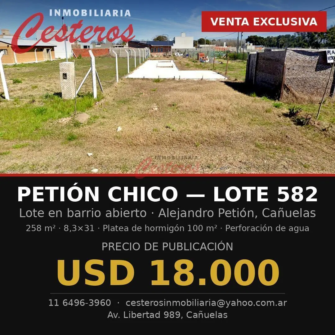 Terreno de 258m2 en Barrio Abierto Petión Chico 2