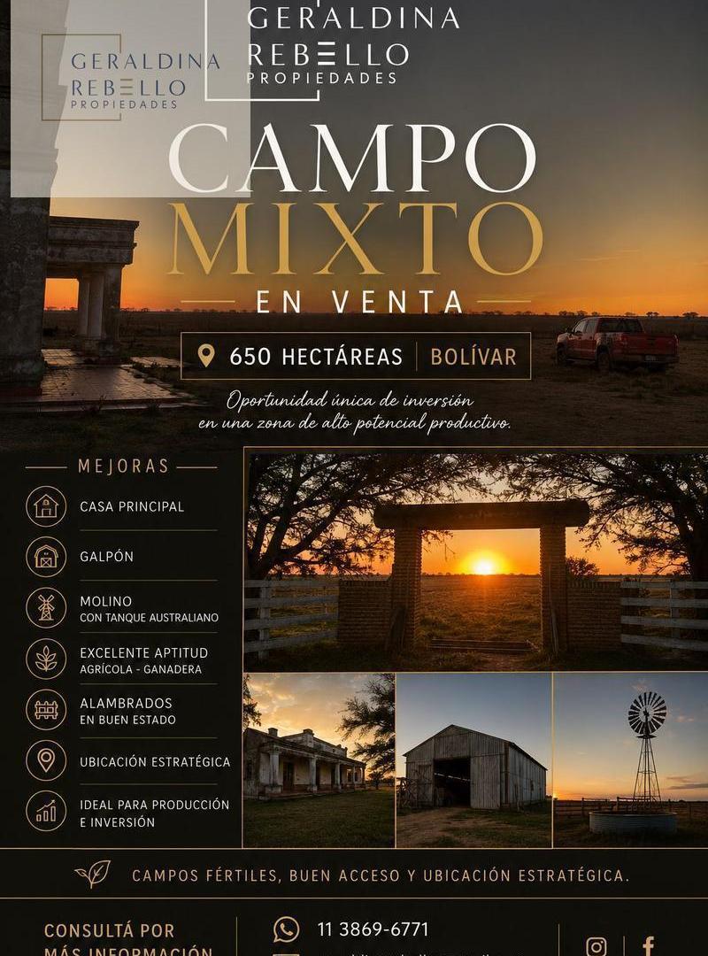 Foto de CAMPO EN VENTA EN SAN CARLOS DE BOLIVAR, imagen 2
