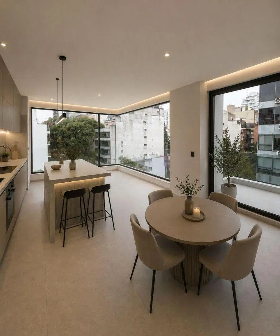 2 ambientes en esquina con doble balcón, toilette y baño completo – 59m² totales- full amenities 4