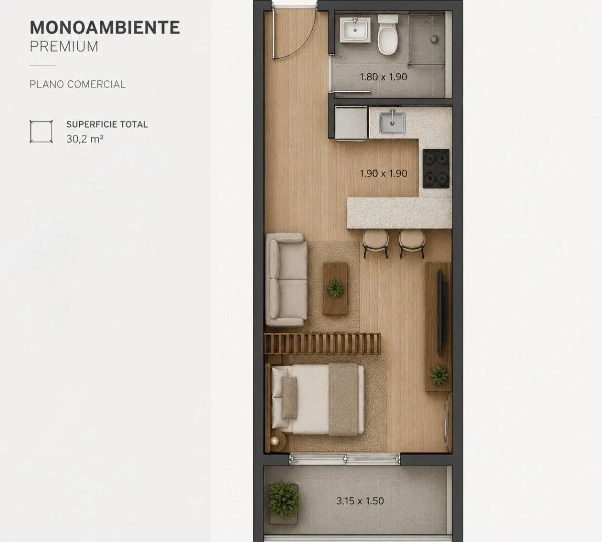 Monoambiente a Estrenar - Apto Airbnb con Balcón en Núñez – Piso 8 5