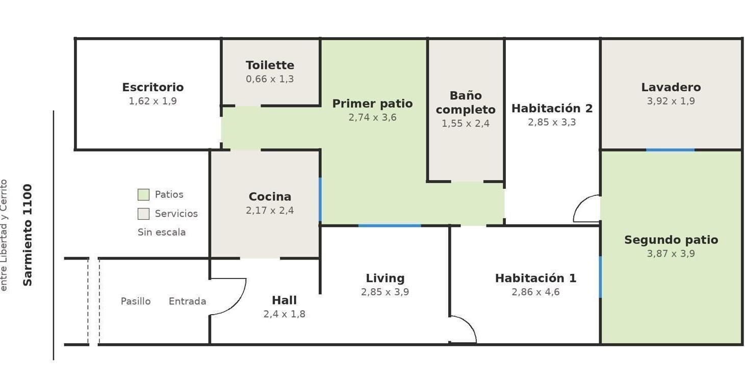 Foto de Venta departamento 3 ambientes con escritorio, lavadero y doble patio, imagen 1