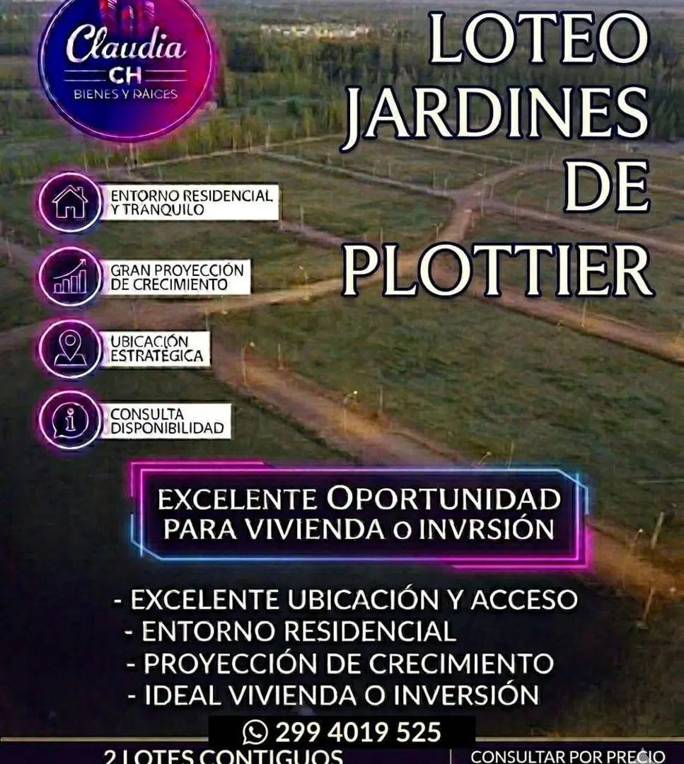 OPORTUNIDAD DE INVERSIÓN | 2 LOTES CONTIGUOS EN JARDINES DE PLOTTIER 1