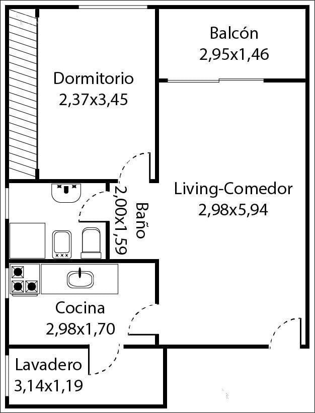 Departamento en venta de 2 ambientes con balcón en Barrio Espora, Pompeya.