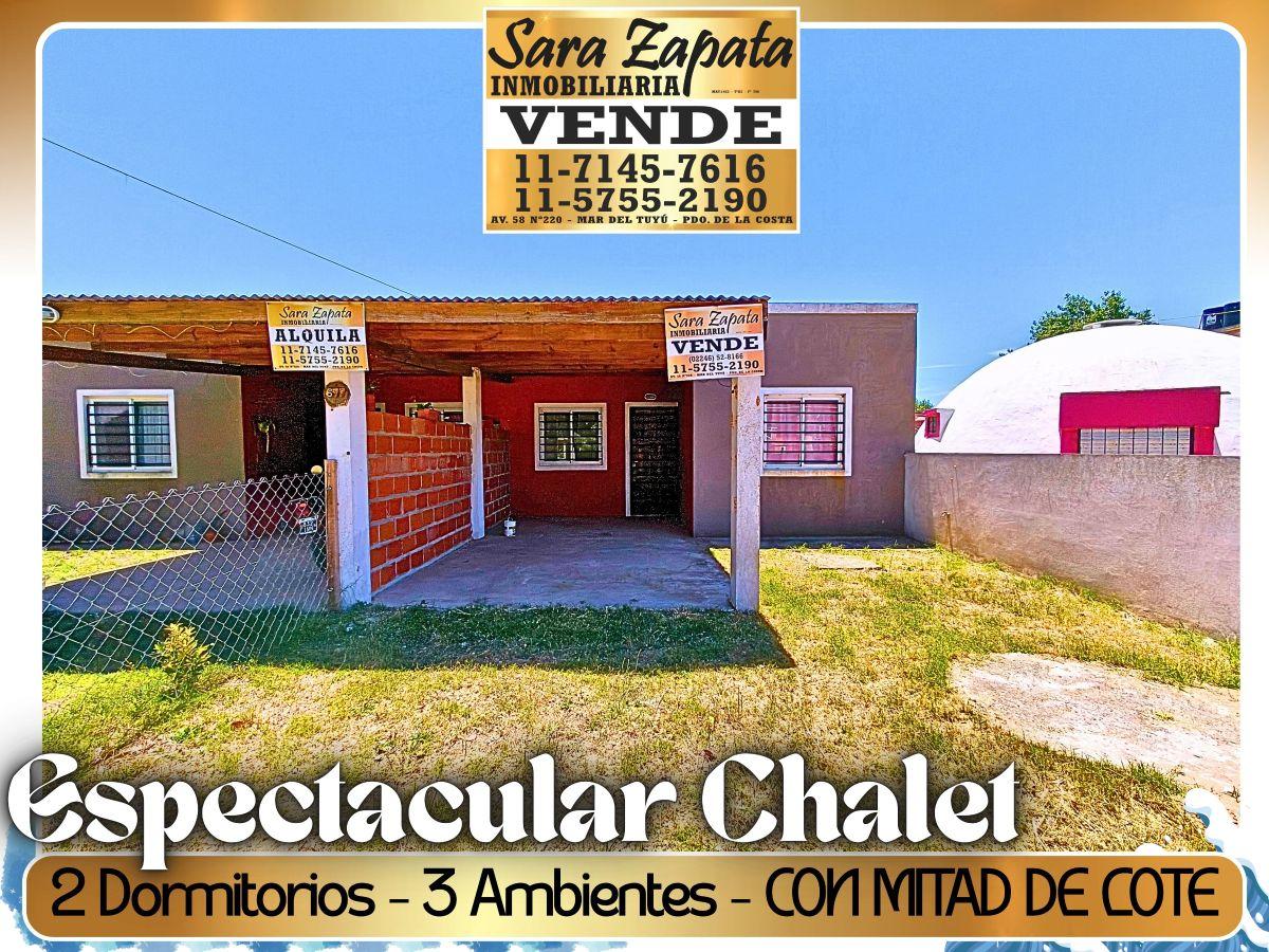 64 677 CHALET 2 DORMITORIOS 3 AMBIENTES CON MITRAD DE LOTE MAR DEL TUYÚ LA COSTA VENDE SARA ZAPATA