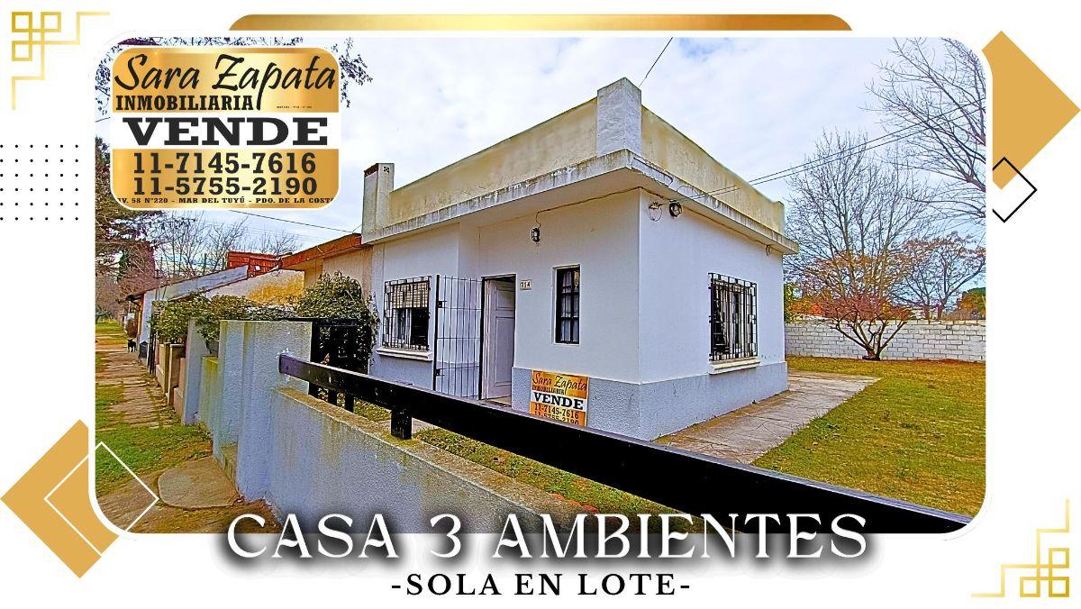 58 714 EXCELENTE CASA 2 DORMITORIOS 3 AMBIENTES SOLA EN LOTE MAR DEL TUYÚ VENDE SARA ZAPATA