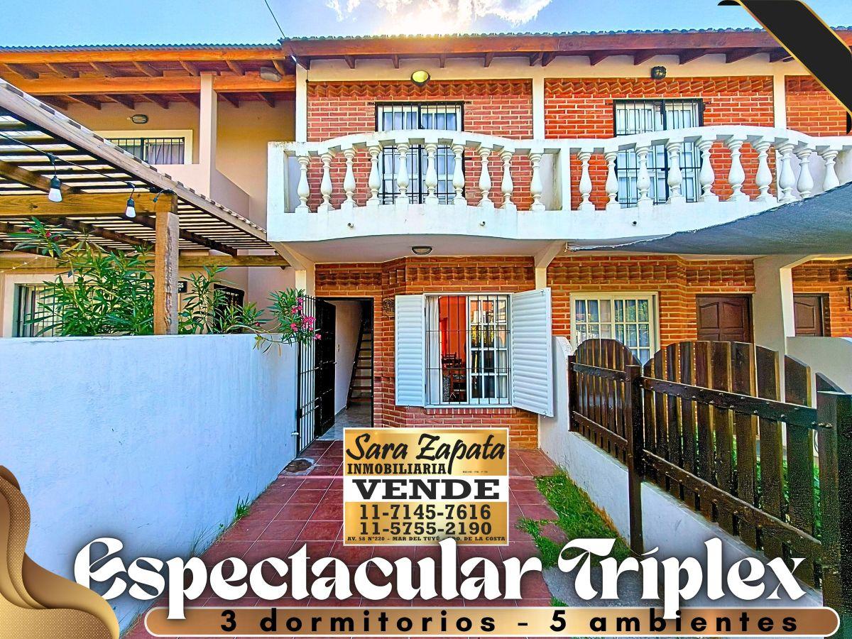 4 8253 ESPECTACULAR TRÍPLEX 3 DORMITORIOS 4 AMBIENTES MAR DEL TUYÚ LA COSTA VENDE SARA ZAPATA