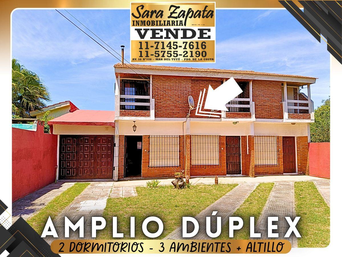 67 130 AMPLIO DUPLEX 3 dormitorios + ALTILLO 5 ambientes MAR DEL TUYÚ LA COSTA VENDE SARA ZAPATA
