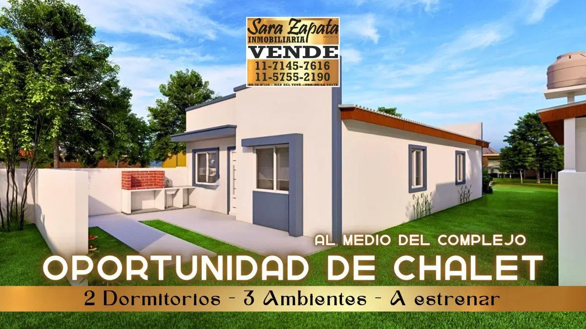 8 5566 ESPECTACULARES CHALETS 2 DORMITORIOS 3 AMBIENTES A ESTRENAR MAR DEL TUYÚ VENDE SARA ZAPATA 5