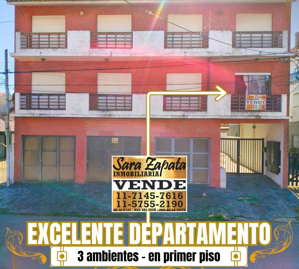 HERMOSO DEPARTAMENTO 3 AMBIENTES A 150 MTS DEL MAR EN 1ER PISO MAR DEL TUYÚ VENDE SARA ZAPATA INMO