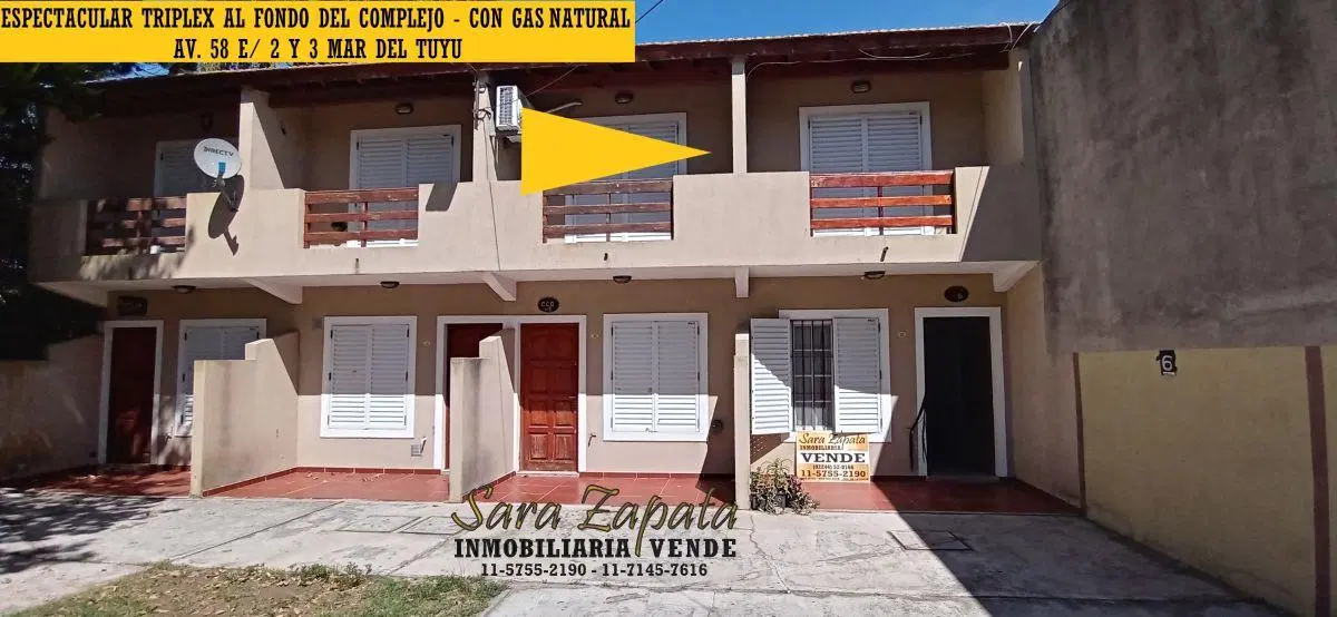 CÓMODO TRÍPLEX 3 DORMITORIOS 4 AMBIENTES CON GAS NATURAL MAR DEL TUYÚ VENDE SARA ZAPATA INMOBILIARIA 3