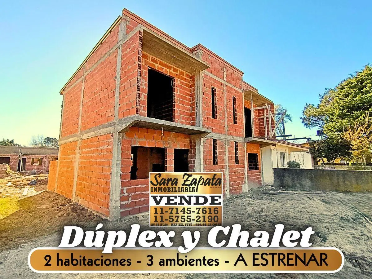 DÚPLEX Y CHALETS 3 Y 4 AMBIENTES A ESTRENAR CENTRO DE MAR DEL TUYÚ VENDE EN POZO SARA ZAPATA INMOBIL 2
