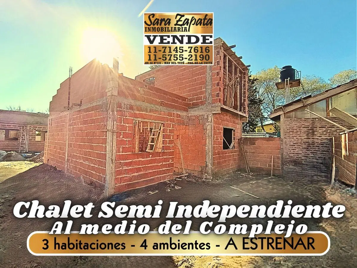 DÚPLEX Y CHALETS 3 Y 4 AMBIENTES A ESTRENAR CENTRO DE MAR DEL TUYÚ VENDE EN POZO SARA ZAPATA INMOBIL 3