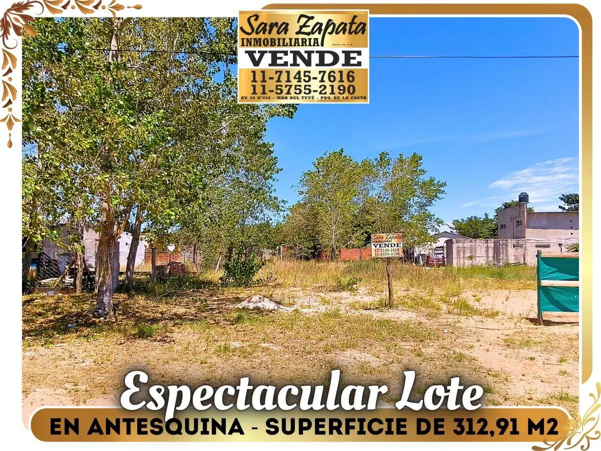 LOTE DE TERRENO BALDÍO 13*24 MAR DEL TUYÚ VENDE SARA ZAPATA Inmobiliaria 2