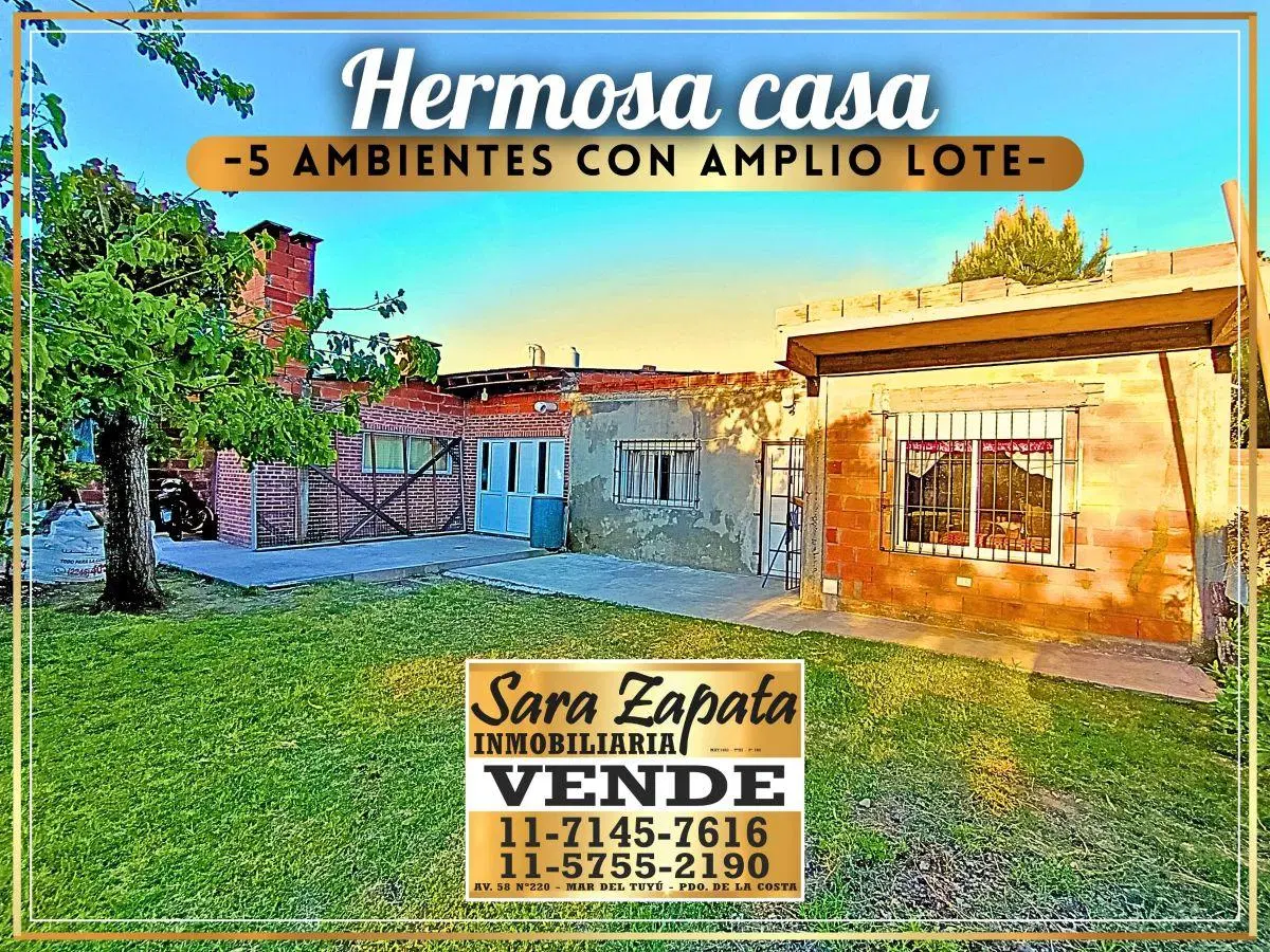 HERMOSA CASA EN AMPLIO LOTE PROPIO MAR DEL TUYÚ VENDE SARA ZAPATA INMOBILIARIA 3
