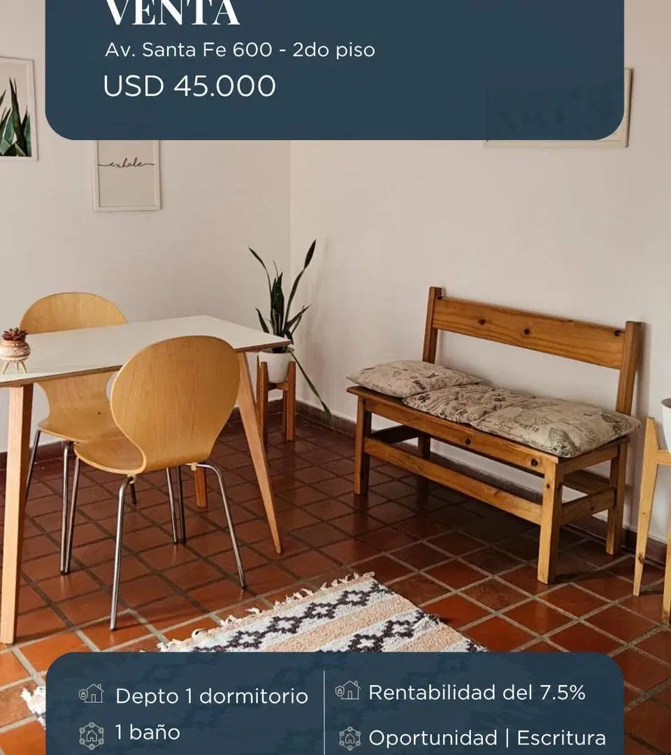 Departamento de un dormitorio con balcon en Av Santa Fe 600 1