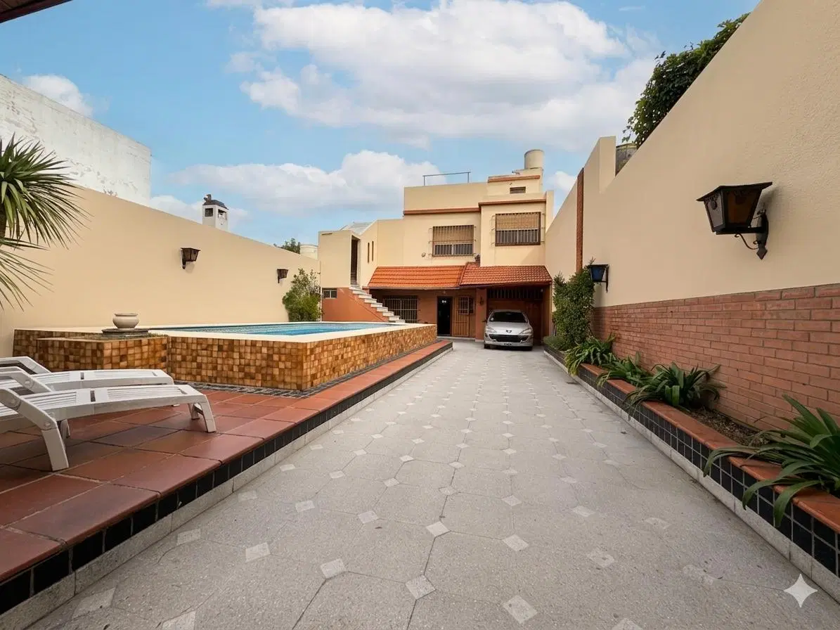 Casa 5 ambientes, con patio, quincha y pileta. Cocheras varios autos, en Piñeyro 4