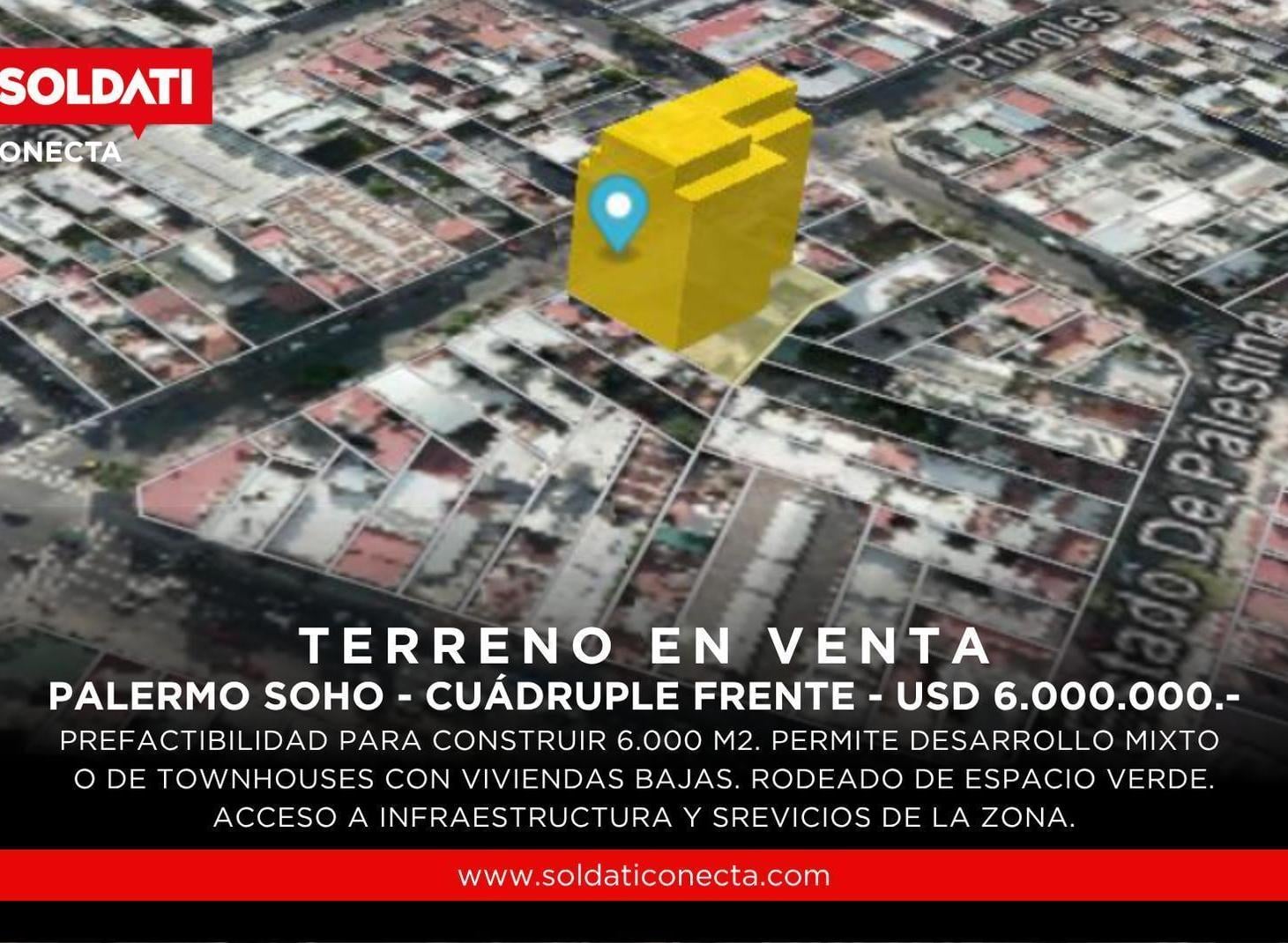 Terreno en Palermo de cuádruple frente a mts de Av Córdoba