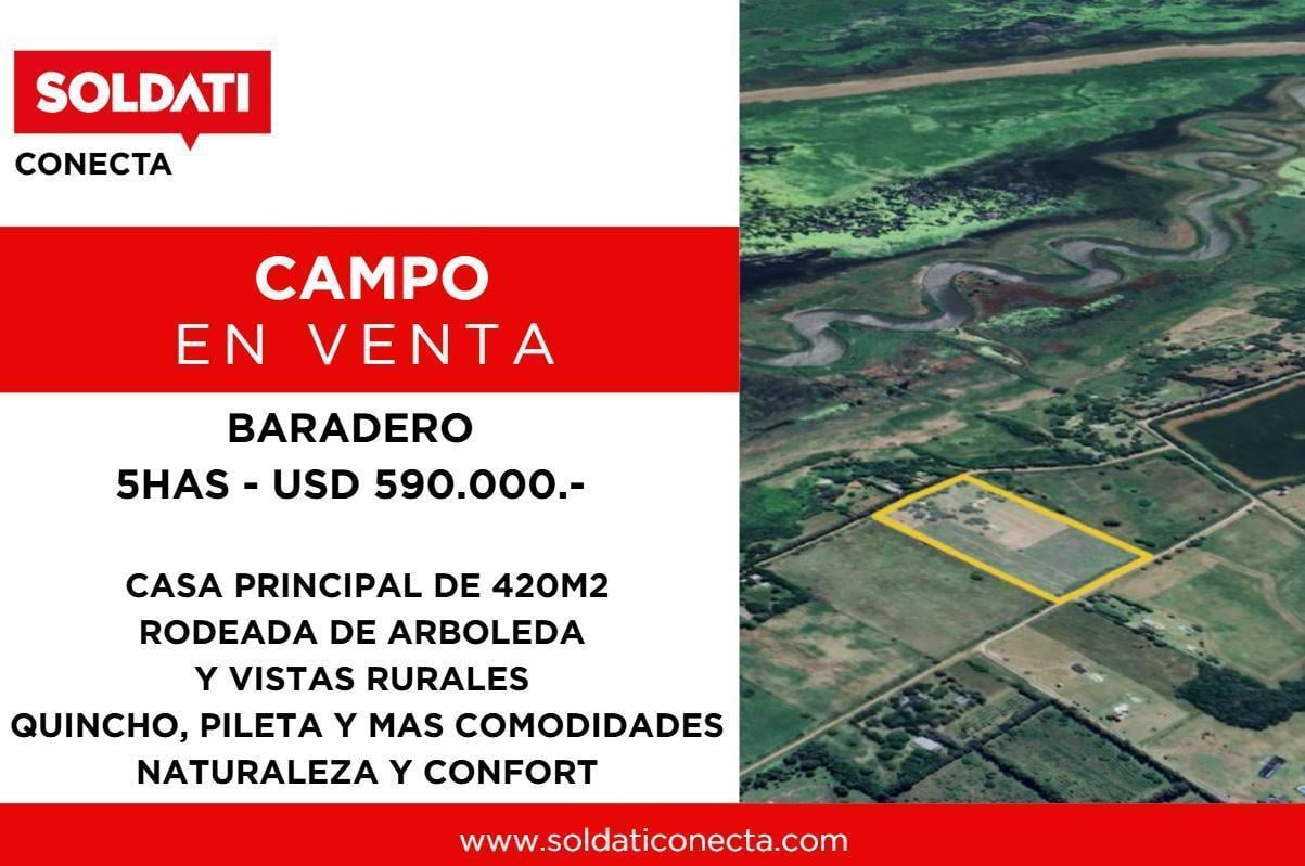 Campo con Casa en Baradero en venta amoblada y equipada