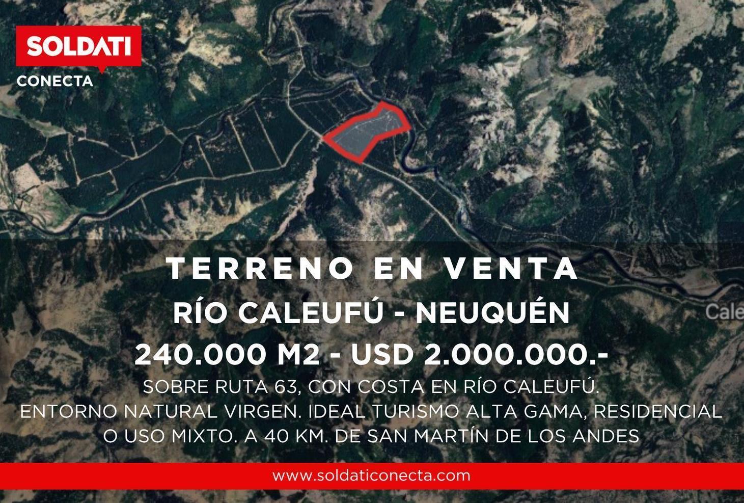 Terreno de 24 hectáreas en Venta con Costa del Rio Caleufu - Neuquen