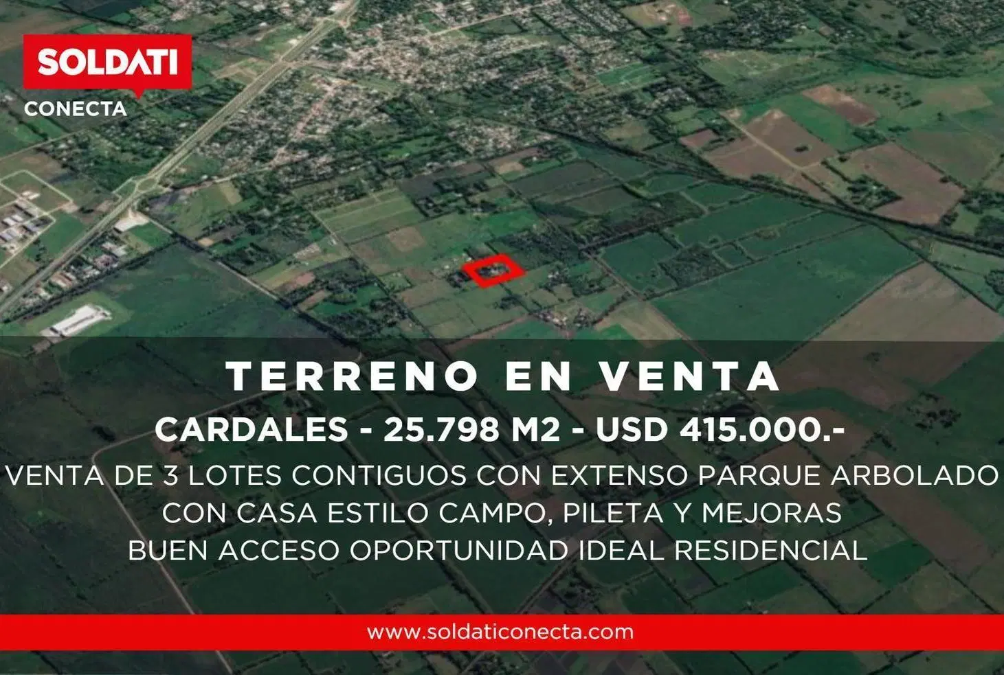 Venta de fracción 2,5 hectáreas con casa de campo, galpón y pileta en Cardales 1