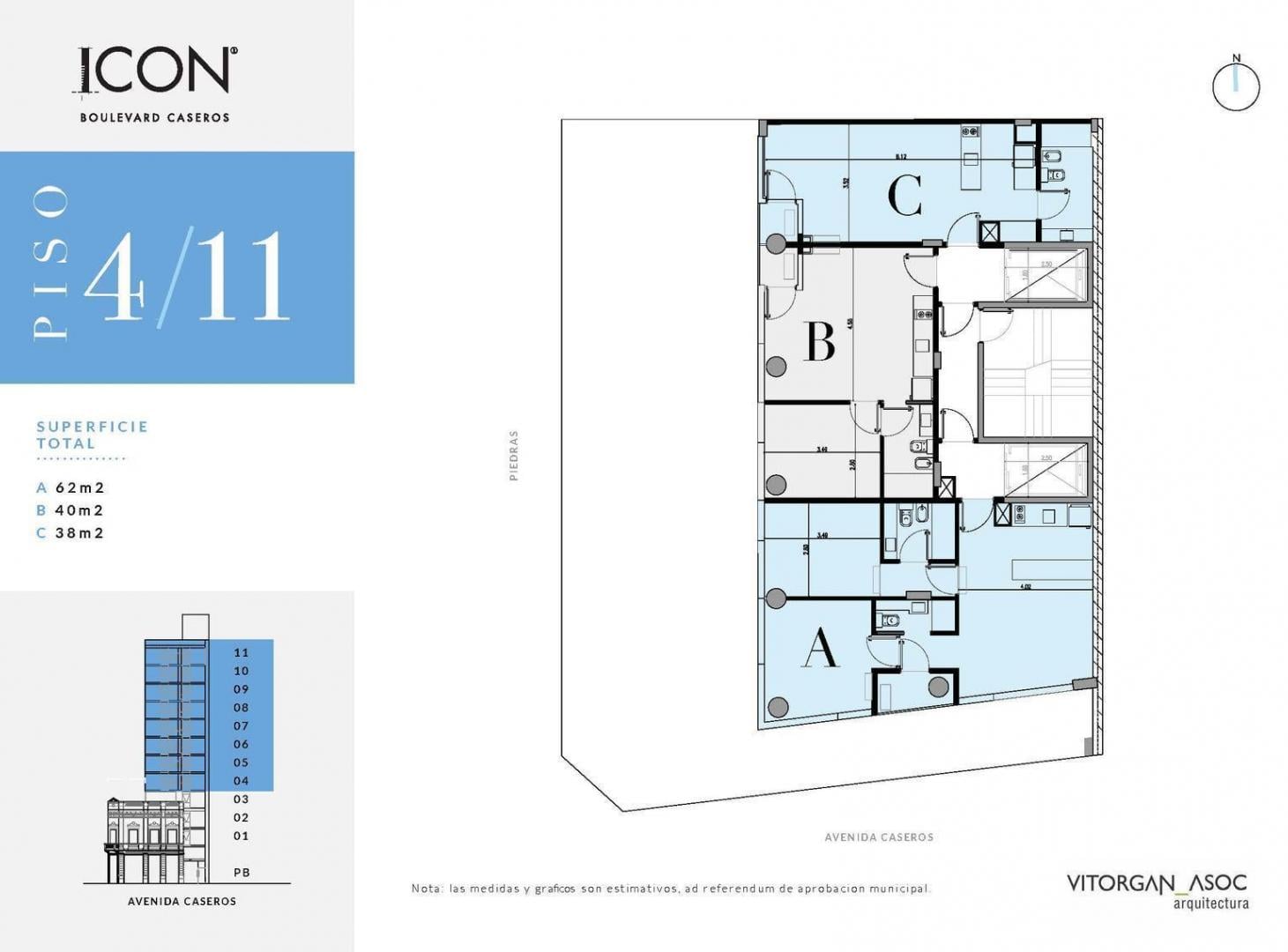 Departamento en Venta de 2 ambientes al frente - San Telmo