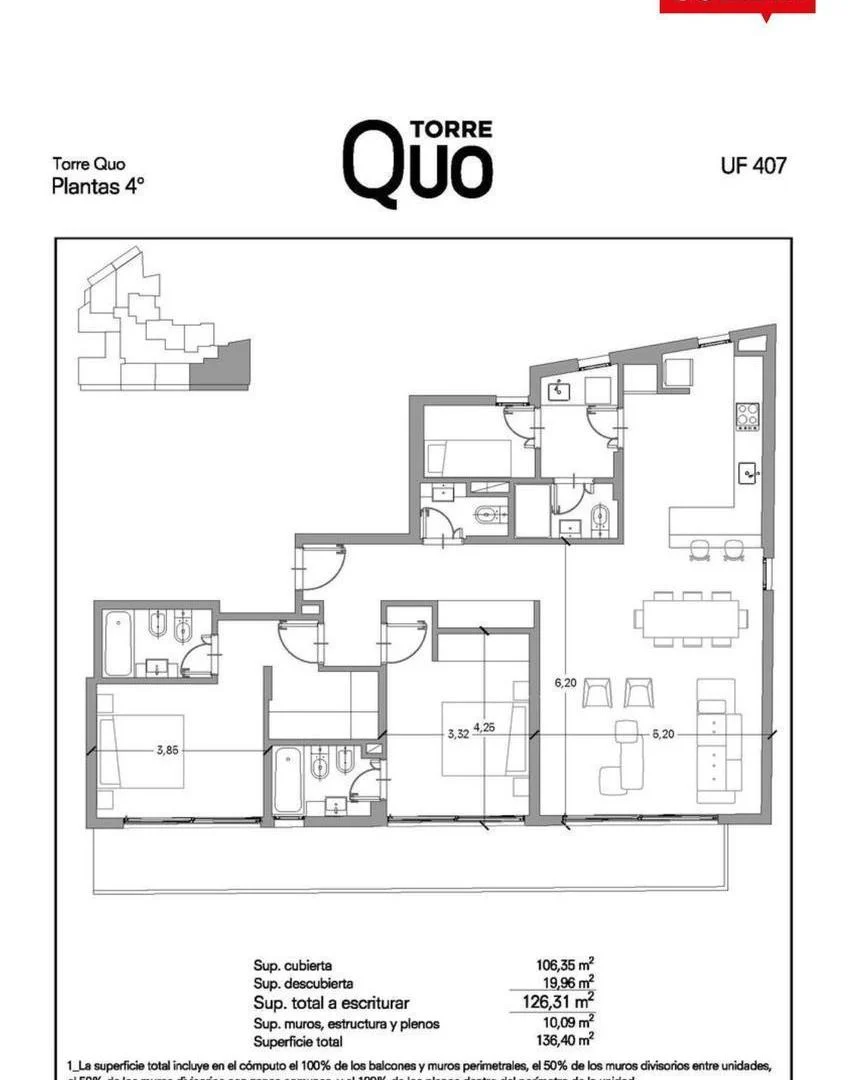 Departamento 3 ambientes con dependencia en venta - Nuñez