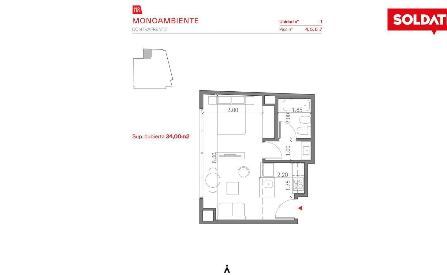 Unidad moaoambiente en venta, Palermo
