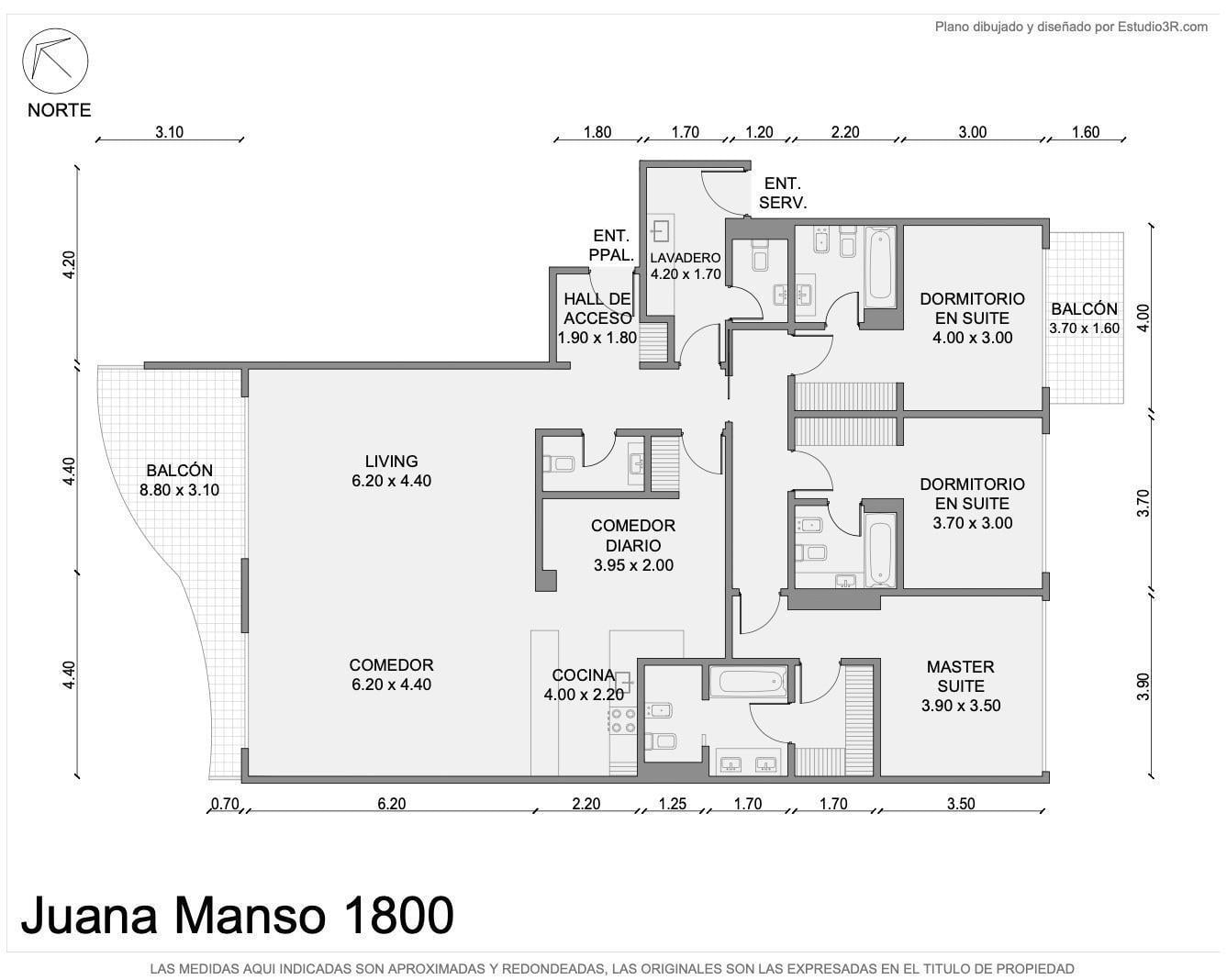 Departamento en venta con 3 suites   dependencia en Puerto Madero