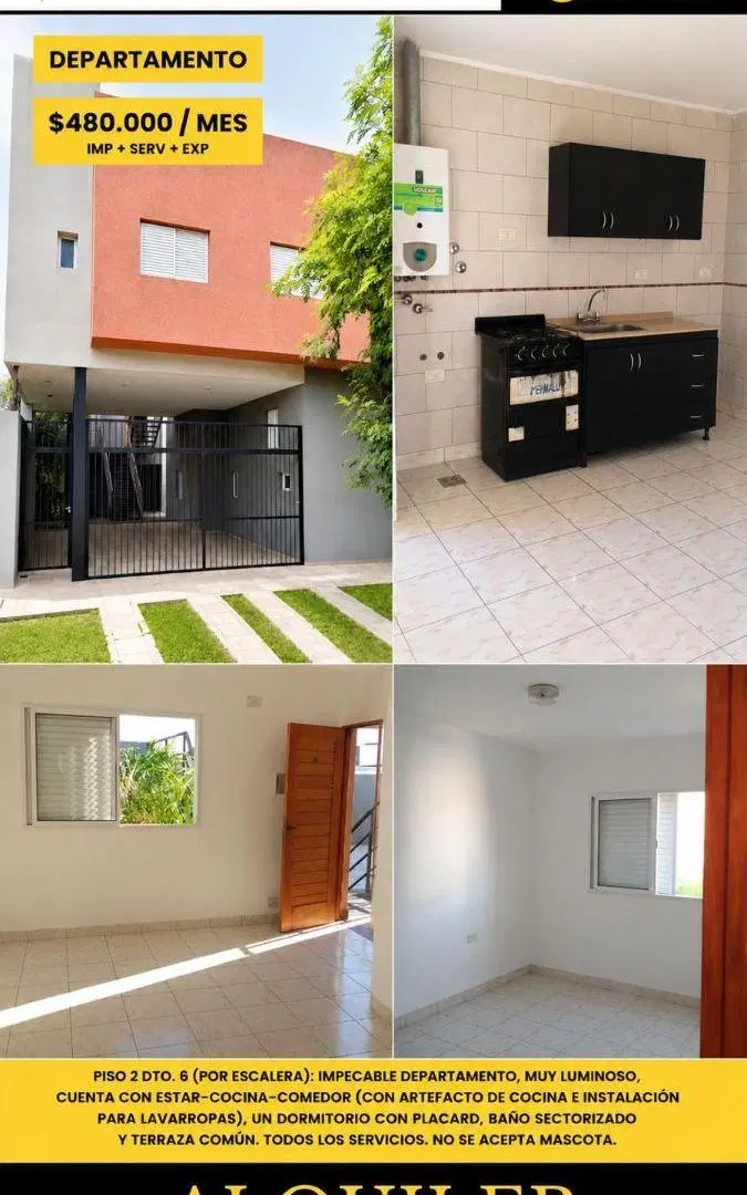 ALQUILER departamento de 1 dormitorio:
JUAN DEL CAMPILLO 2726 Piso 2 Dto. 6 por escalera.- 2
