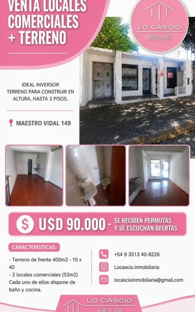 VENTA DE TERRENO PARA CONTRUIR EN ALTURA, LOCALES COMERCIALES - CALLE MAESTRO VIDAL, CBA CAPITAL 3