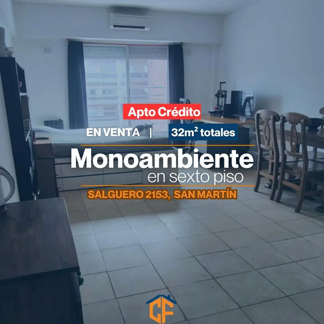 MONOAMBIENTE EN VENTA LUMINOSO EN PLENO CENTRO DE SAN MARTÍN Y APTO CRÉDITO 1