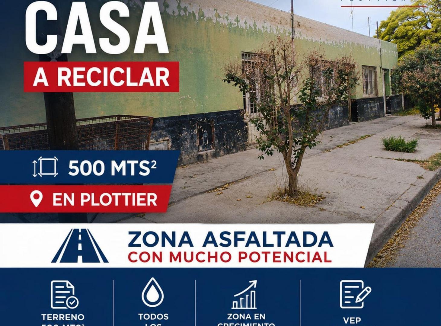 Foto de VENTA DE 500 MTS2 ( 2 LOTES ) CON CASA A RECICLAR, imagen 1