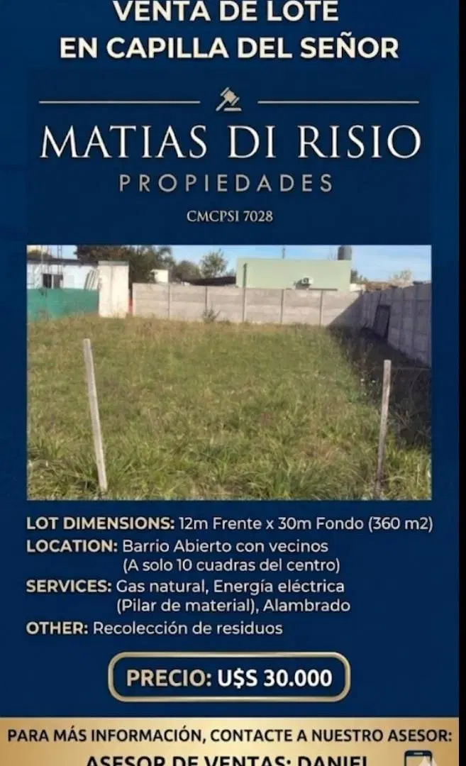 VENTA lote 360 metros con servicios gas/luz, pilar, a 10 cuadras centro Capilla del Señor 2