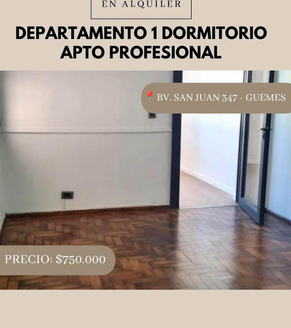 Foto de DEPARTAMENTO DE 1 DORMITORIO EN ALQUILER - APTO PROFESIONAL - GUEMES, imagen 1