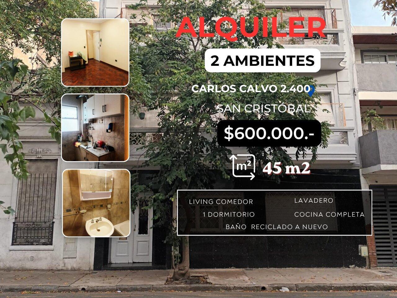 San Cristóbal, Depto 2 Amb.$580.000.-Carlos Calvo 2.400,IMPECABLE.