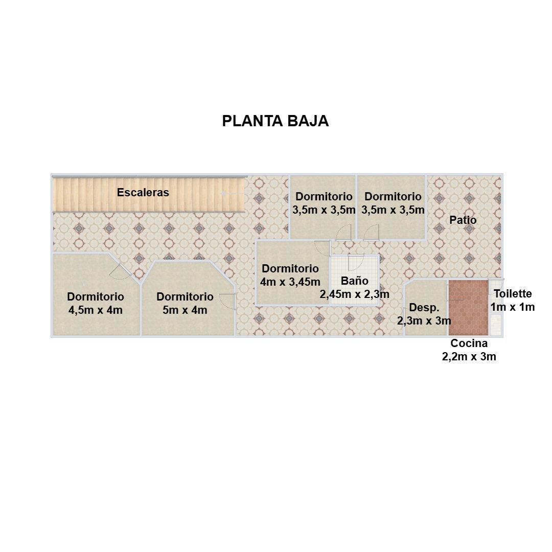 Casa de 2 entradas - PB, 1ero y 2do piso - Patios y Terraza - 505m² - Congreso - Pensión/Hotel - Esc