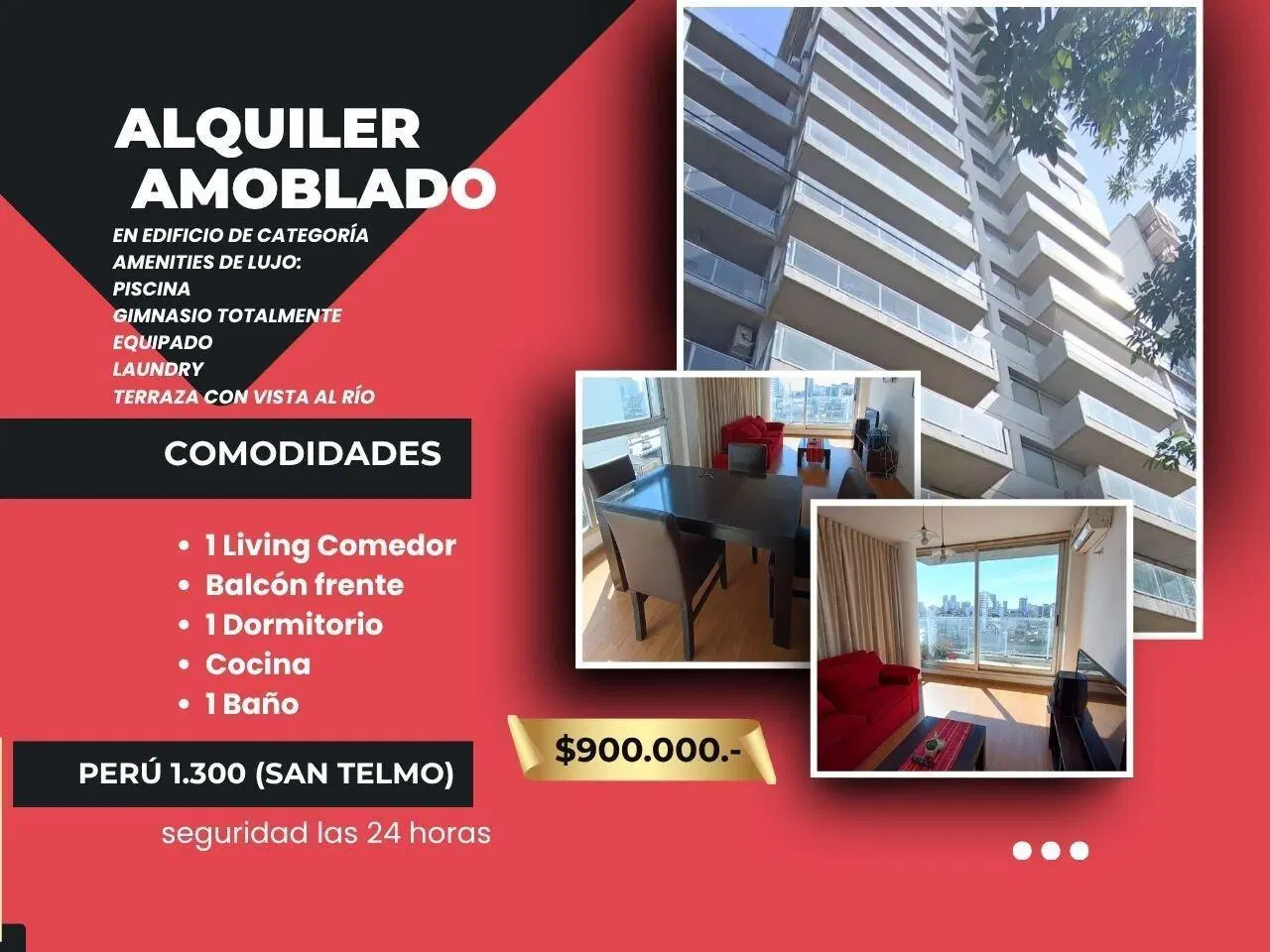 DEPTO AMOBLADO 2 AMB,$900.000.-,C/AMENITIES,BCON FRENTE 8