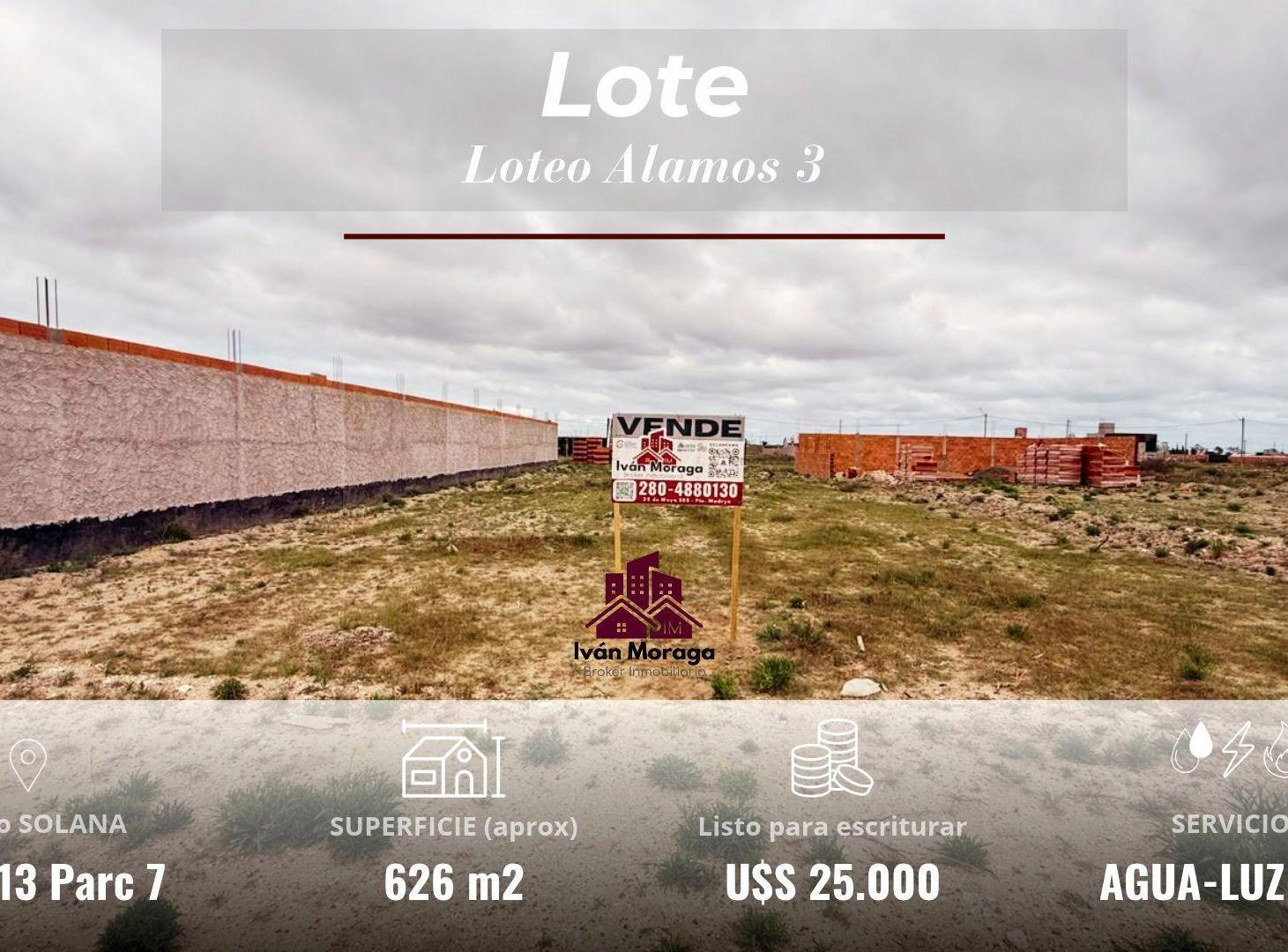 LOTE EN ALAMOS III - 626 M2 - 15.65 X 40 MTS - PUERTO MADRYN