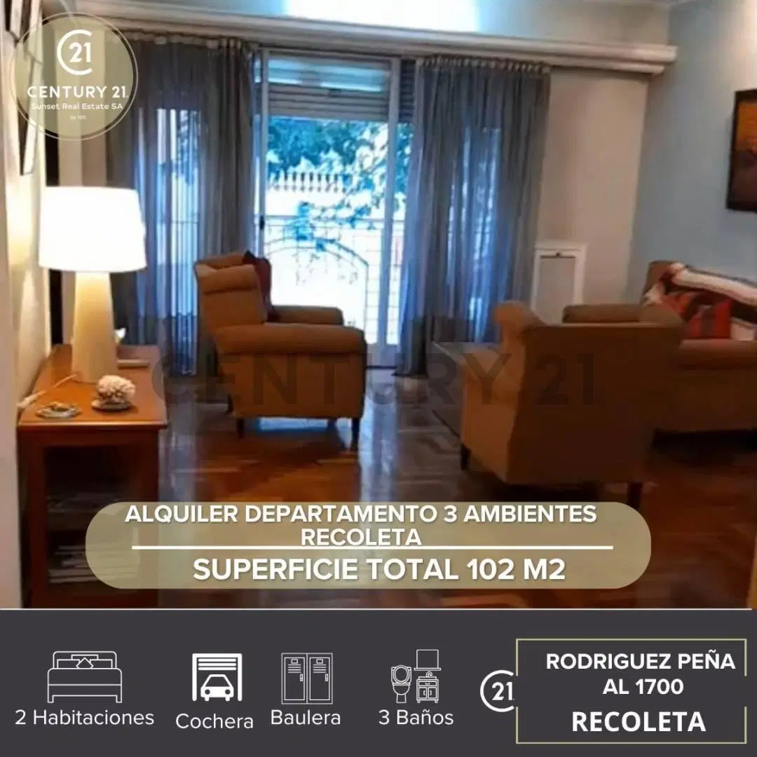 ALQUILER DEPARTAMENTO 3 AMBIENTES RECOLETA (Amoblado) 4