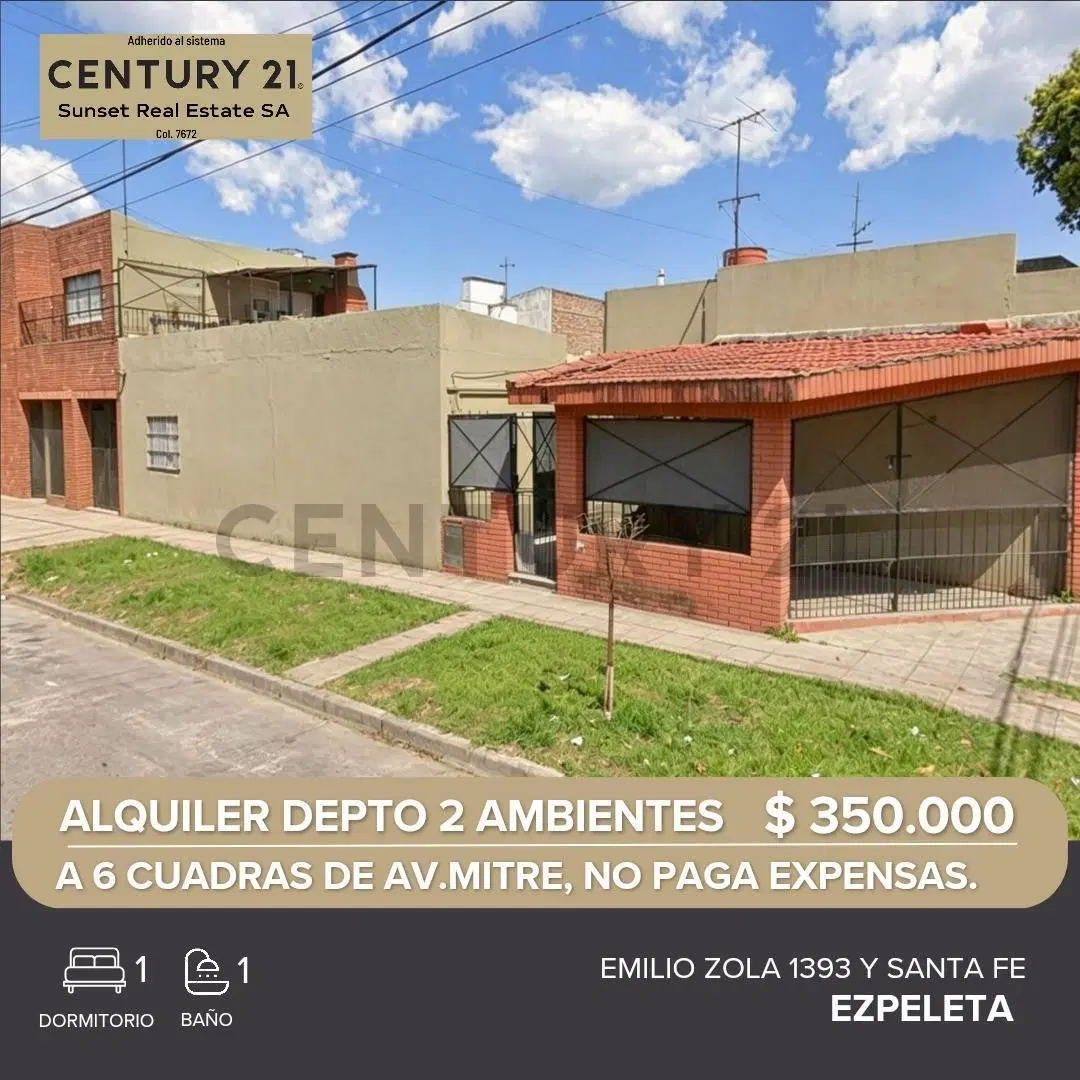 ALQUILER 2 AMBIENTES EN EZPELETA 1