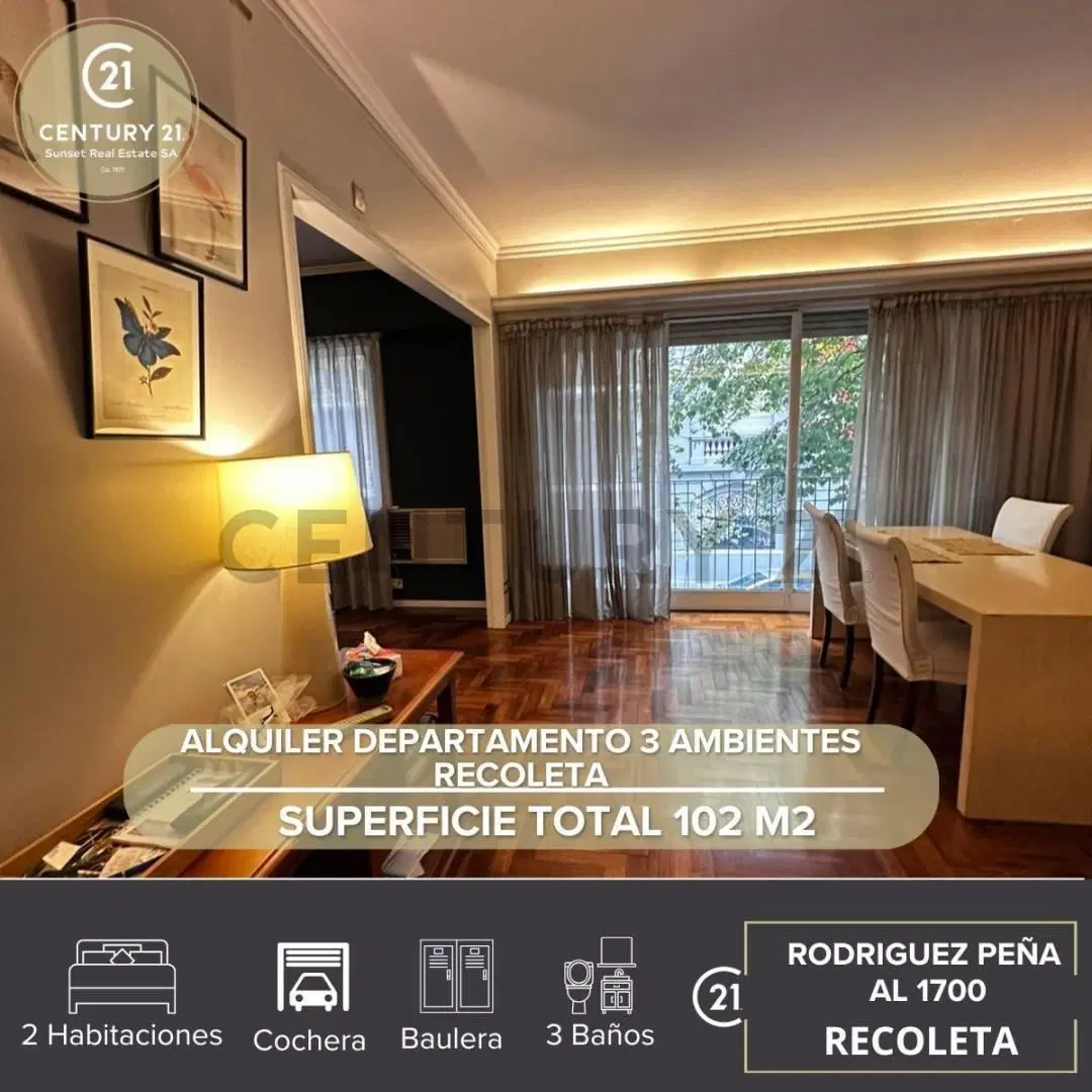 ALQUILER DEPARTAMENTO 3 AMBIENTES RECOLETA (Amoblado) 1
