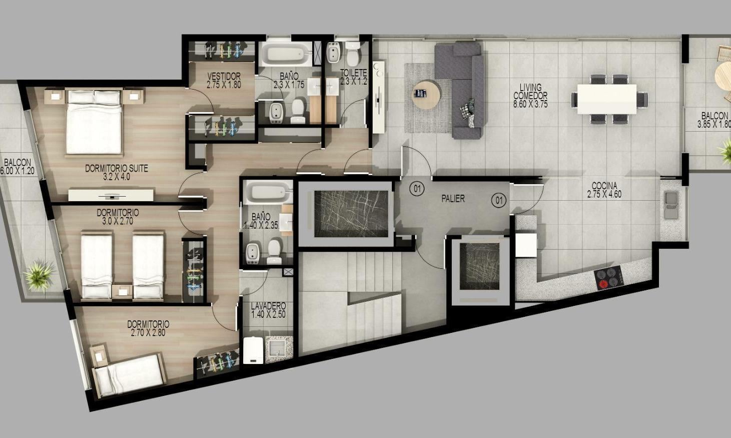 Venta Departamento Piso Exclusivo Premium Tres Dormitorios Cochera Doble Baulera Amenities Vista Rio